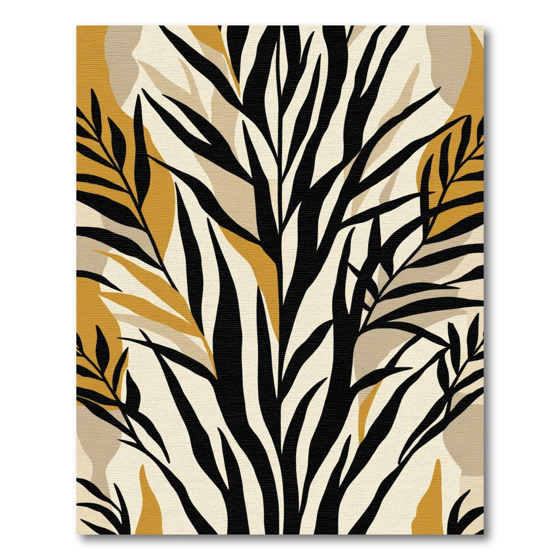 Abstract Black Gold Leaf Shapes Rug