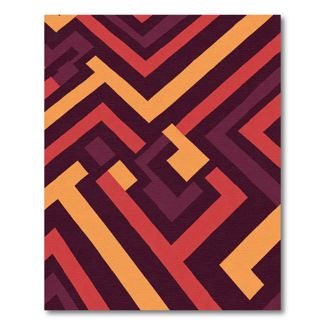 Geometric Labyrinth Red Orange Rug
