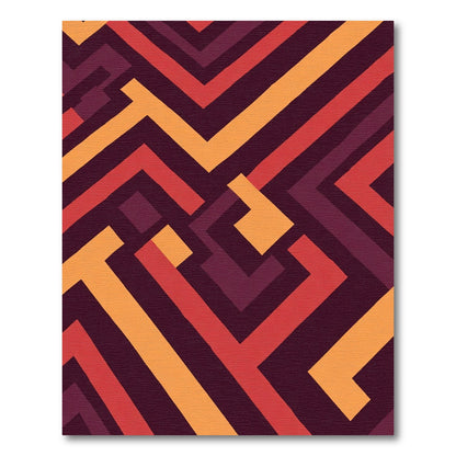 Geometric Labyrinth Red Orange Rug
