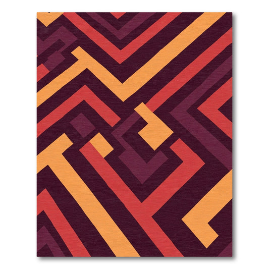 Geometric Labyrinth Red Orange Rug