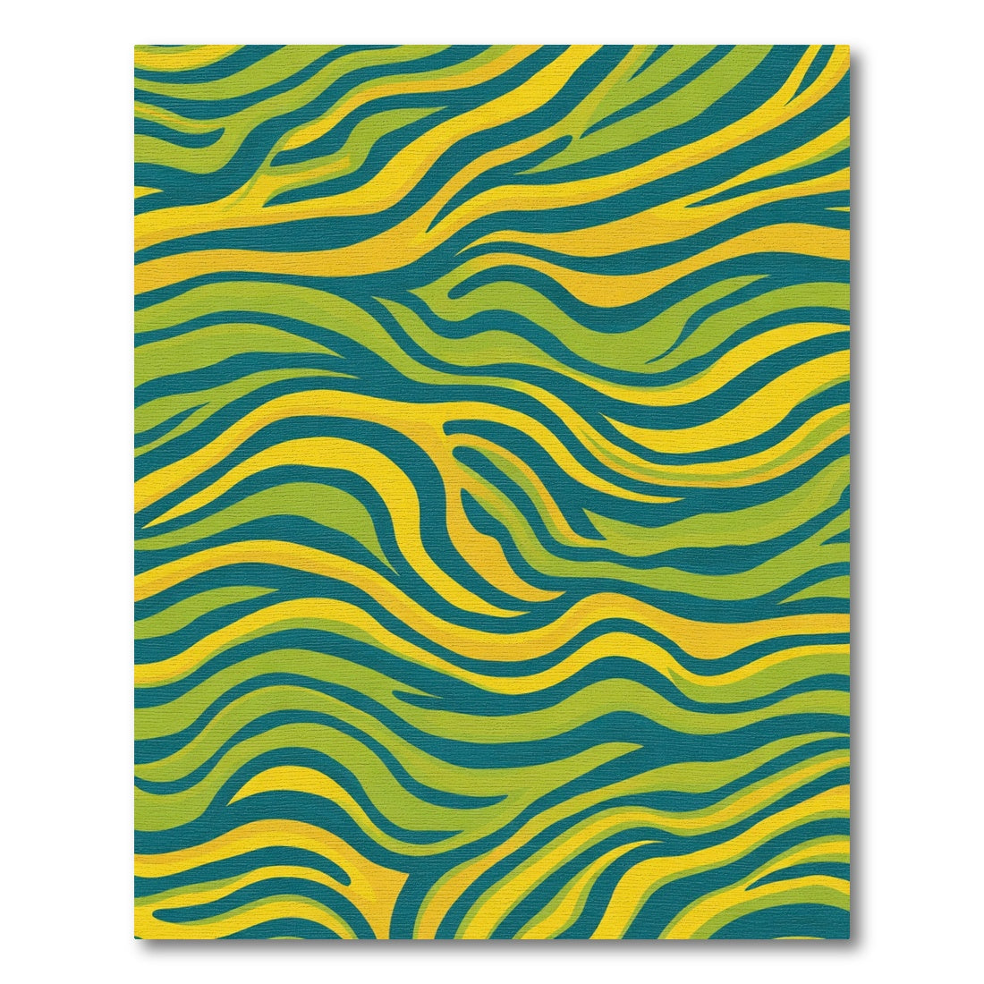 Teal Yellow Green Wavy Stripes Rug