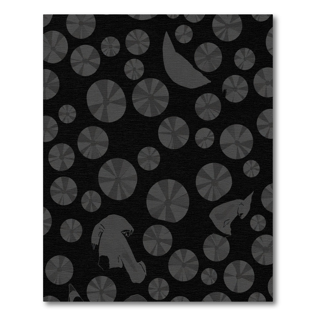 Dark Gray Scattered Radiating Circles Rug