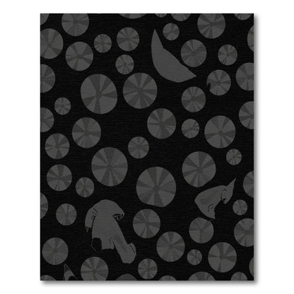 Dark Gray Scattered Radiating Circles Rug