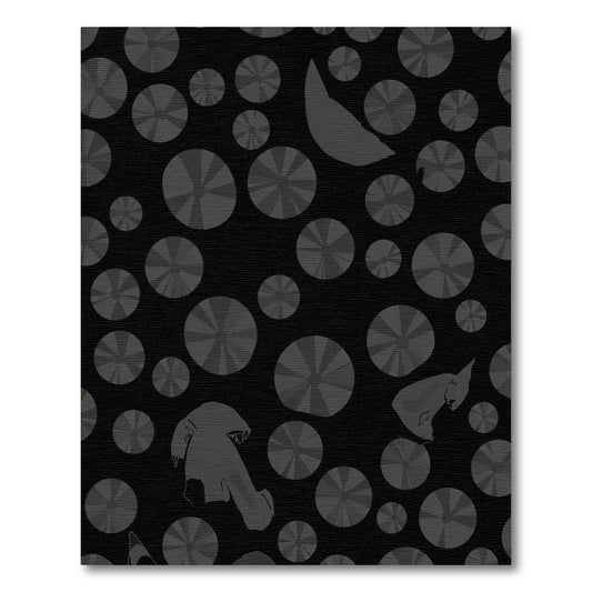 Dark Gray Scattered Radiating Circles Rug
