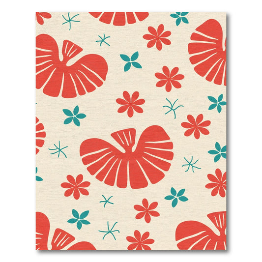 Coral Red Tropical Bloom Collage Rug