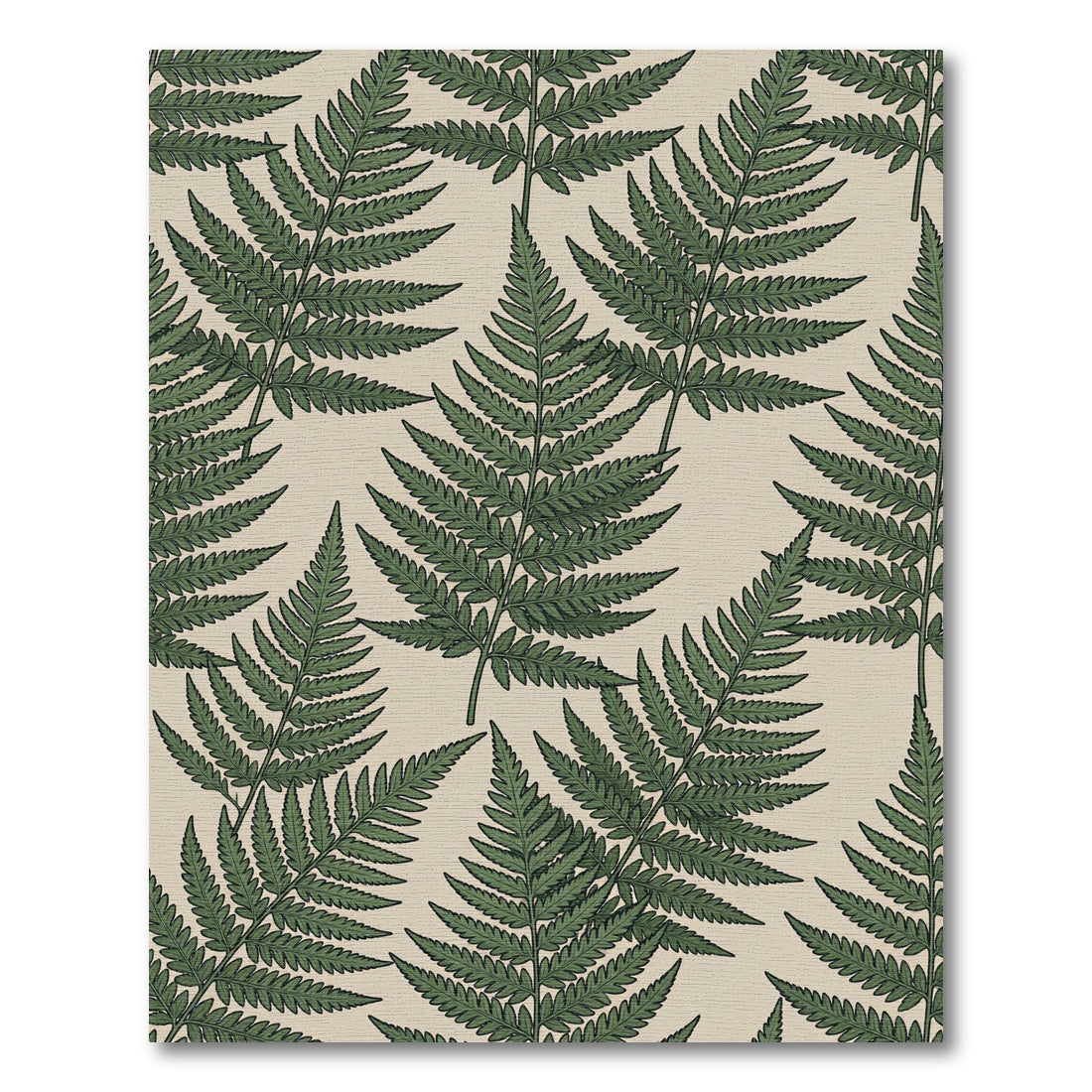 Verdant Green Fern Leaves Pattern Rug