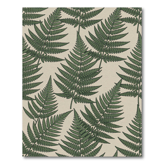 Verdant Green Fern Leaves Pattern Rug