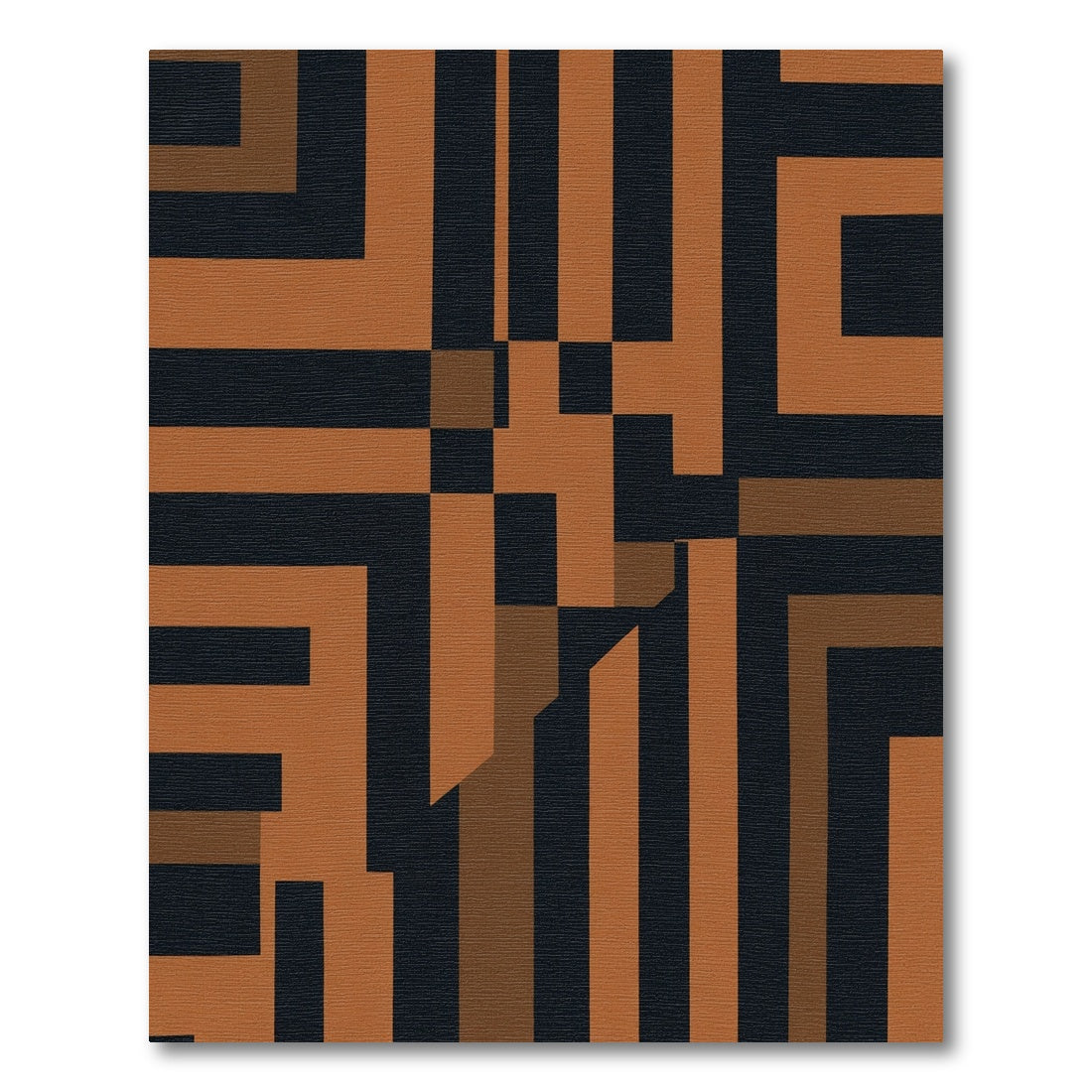 Terracotta Black Geometric Abstraction Rug