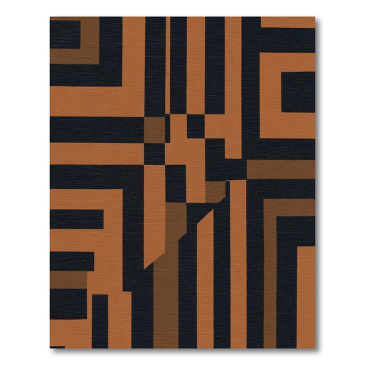 Terracotta Black Geometric Abstraction Rug
