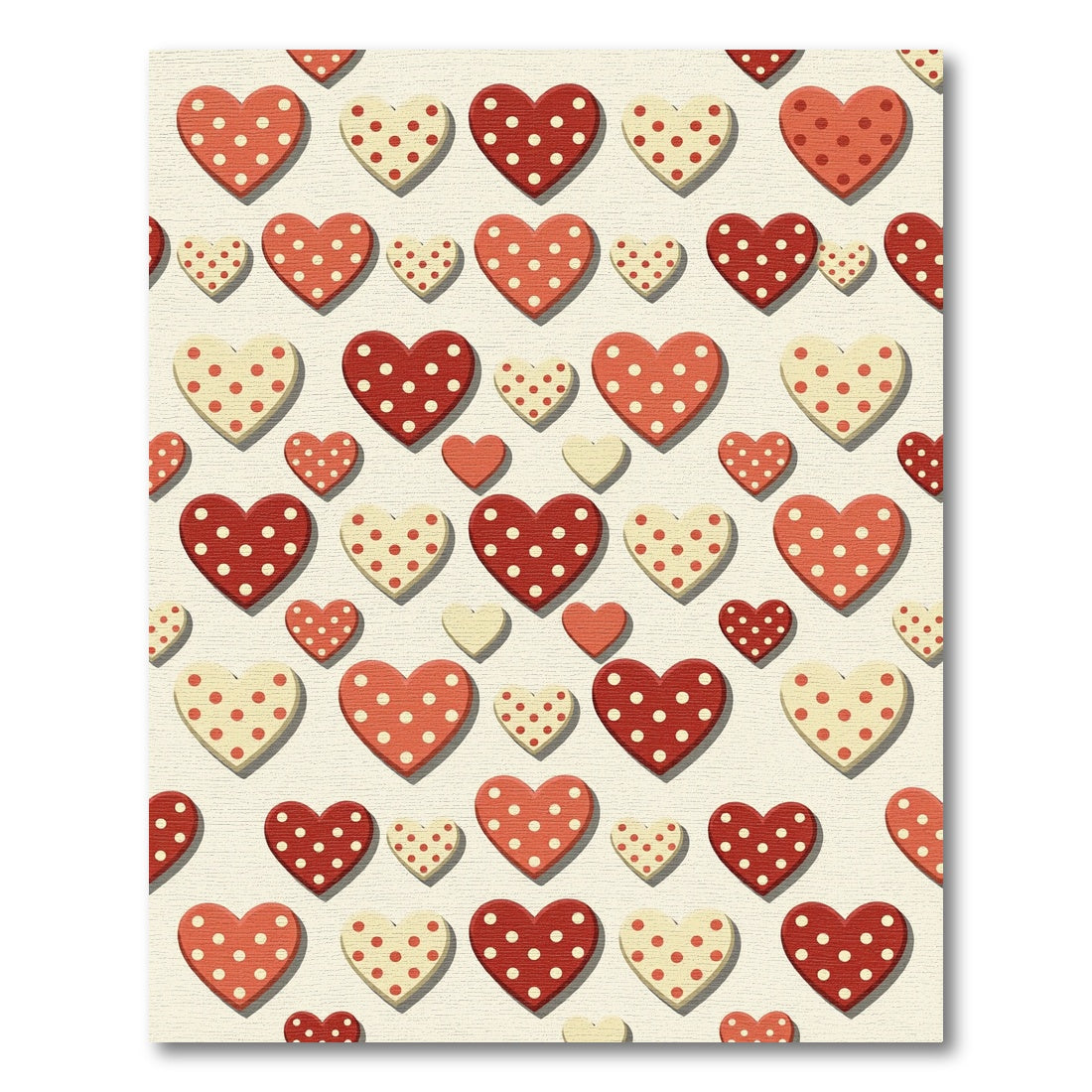 Crimson Cream Polka Dot Hearts Rug