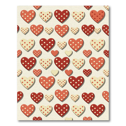 Crimson Cream Polka Dot Hearts Rug