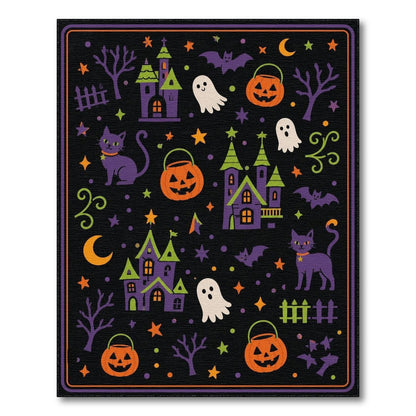 Kids Cartoon Multi-color and Patterns Spooky Halloween Cartoon Area Rug