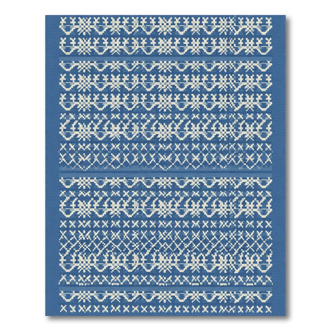 Navy Cream Geometric Stripe Rug