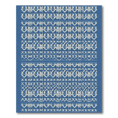 Navy Cream Geometric Stripe Rug