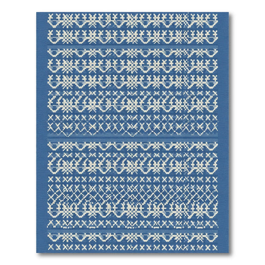 Navy Cream Geometric Stripe Rug