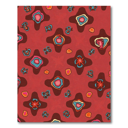 Crimson Swirl Abstract Organic Forms Rug