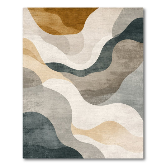 Wavy Abstract Brown Area Rug