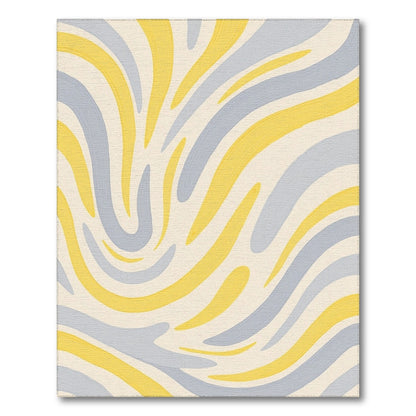 Yellow Gray Wavy Brushstroke Rug