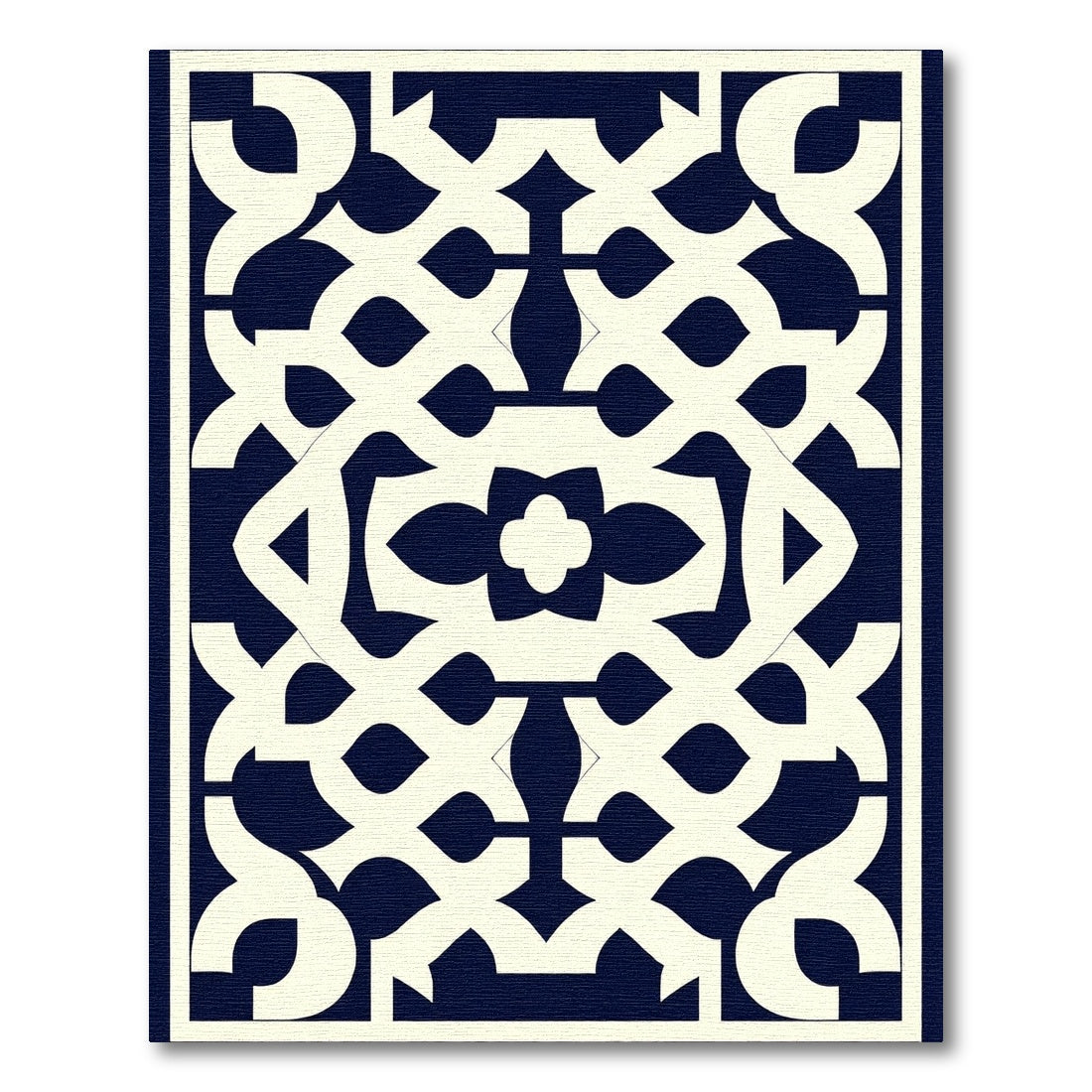 Navy Cream Intricate Geometric Lattice Rug
