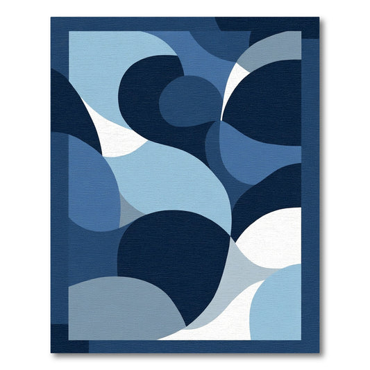 Abstract Blue Wave Curvatures Rug