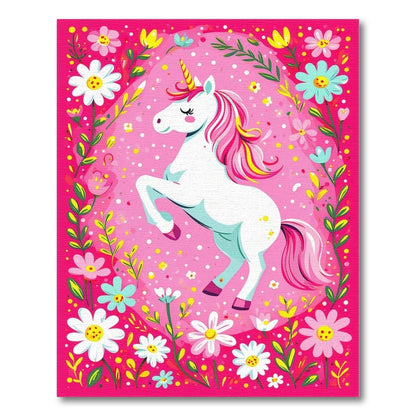 Pink Unicorn Floral Kids Area Rug