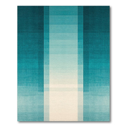 Teal Vertical Ombre Stripes Rug