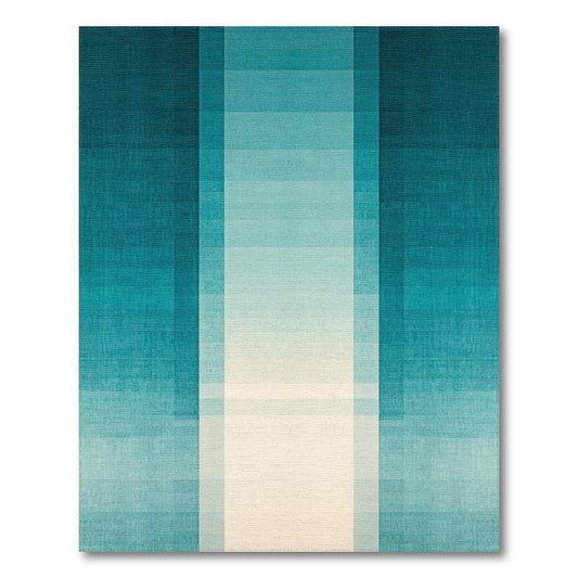 Teal Vertical Ombre Stripes Rug