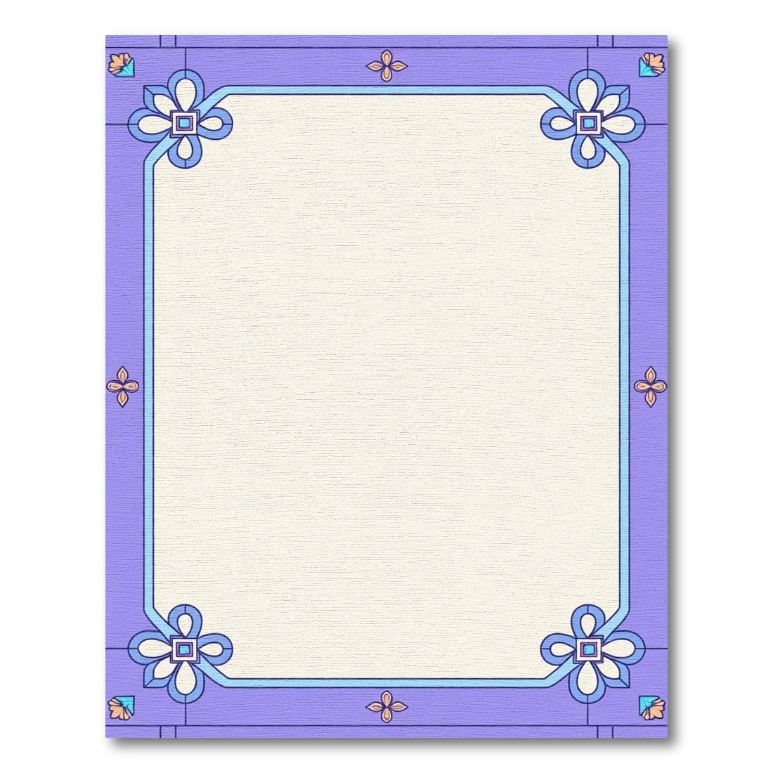 Pastel Lavender Blue Floral Border Rug