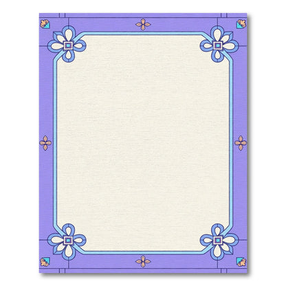 Pastel Lavender Blue Floral Border Rug