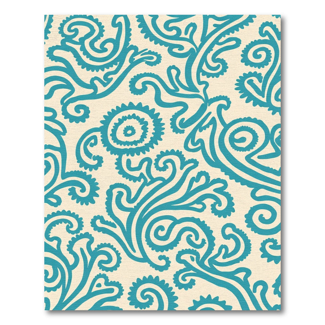 Aqua Swirl Paisley Garden Rug