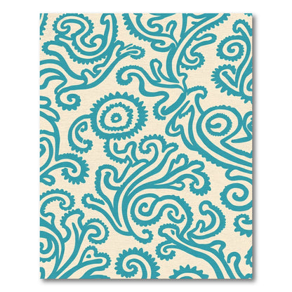 Aqua Swirl Paisley Garden Rug
