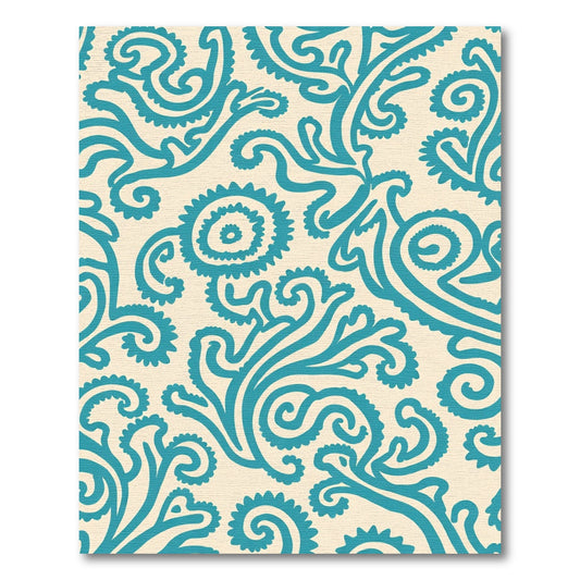 Aqua Swirl Paisley Garden Rug