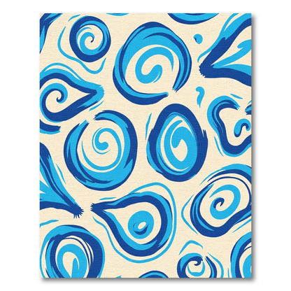 Cerulean Swirl Abstract Brushstrokes Rug