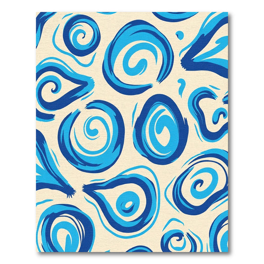 Cerulean Swirl Abstract Brushstrokes Rug