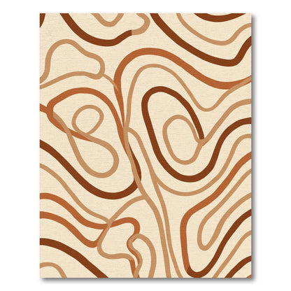 Earthy Wavy Lines Abstract Rug