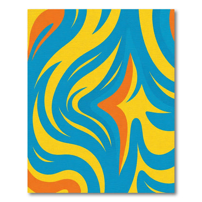 Bold Orange Blue Yellow Swirl Rug