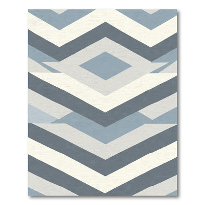 Geometric Chevron Diamond Blue Rug