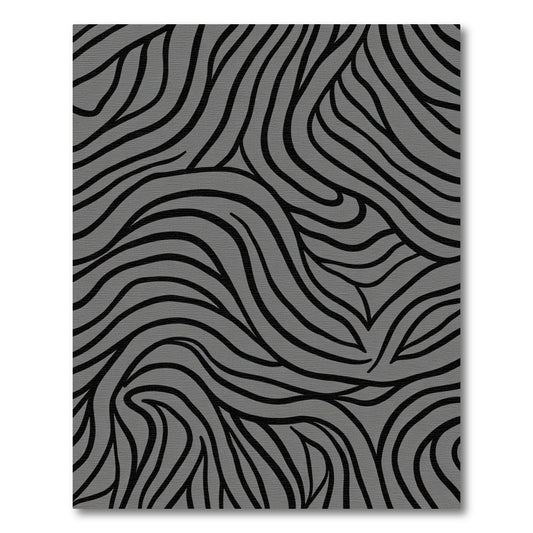Graphite Gray Abstract Wavy Line Rug