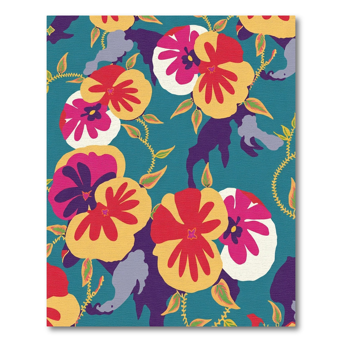 Vibrant Floral Watercolor Pansies Rug