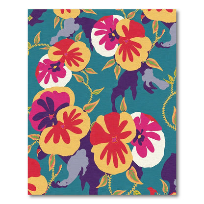 Vibrant Floral Watercolor Pansies Rug