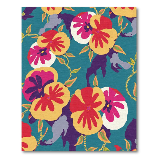 Vibrant Floral Watercolor Pansies Rug