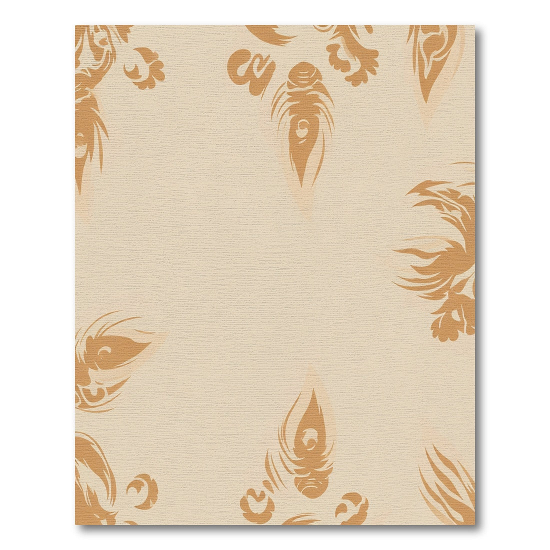 Golden Peacock Feather Swirl Rug