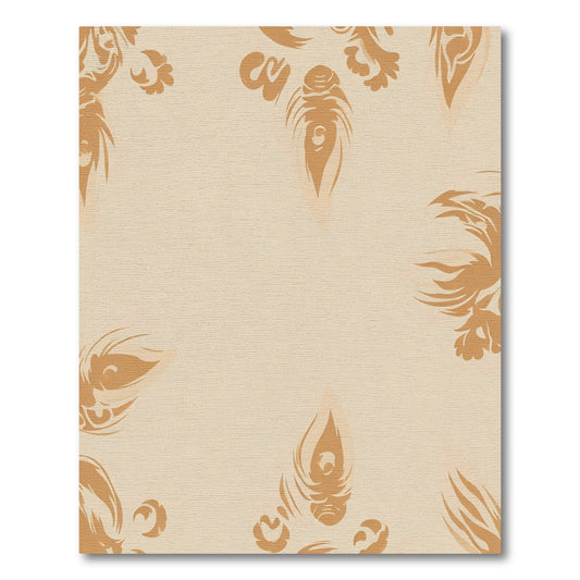 Golden Peacock Feather Swirl Rug