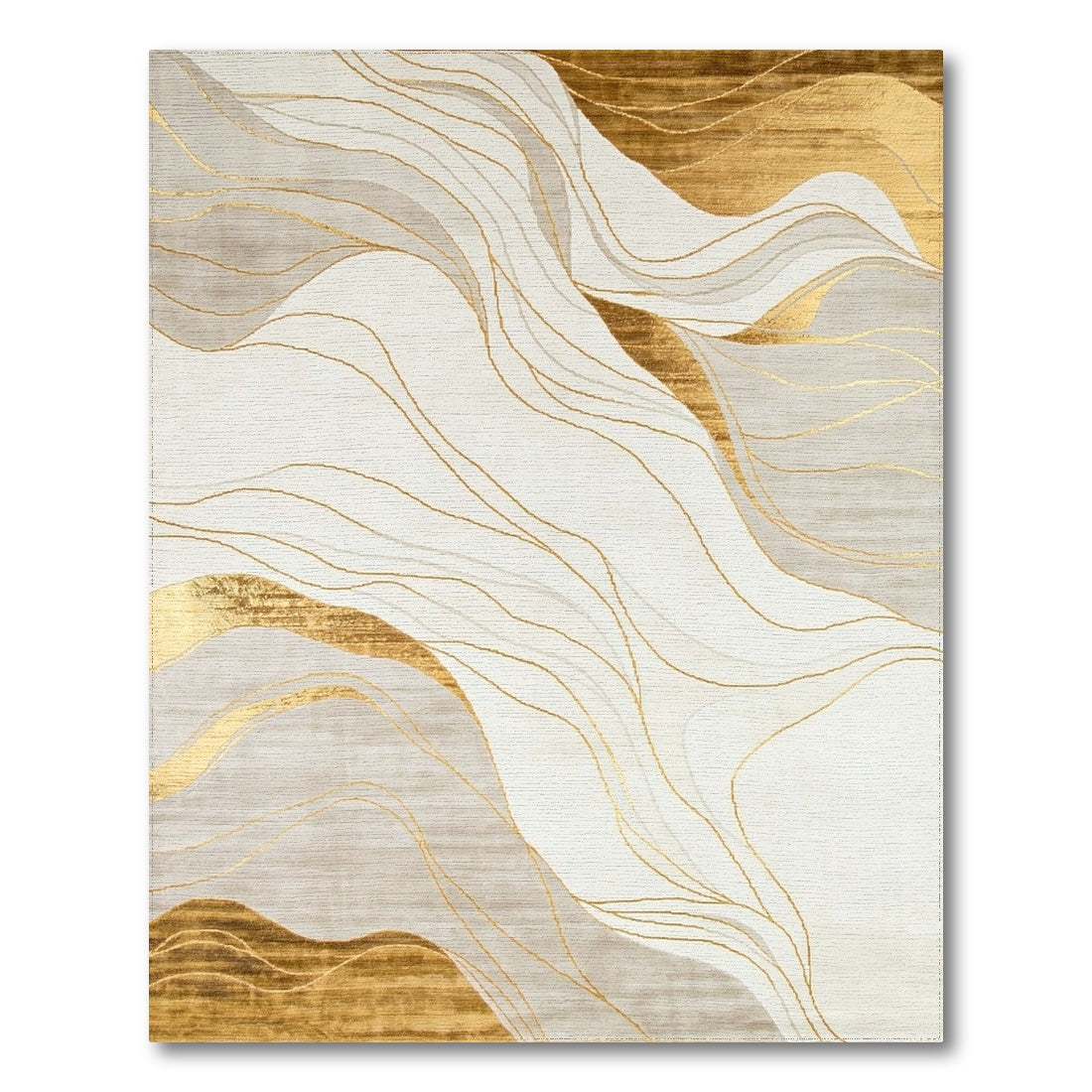 Fluid Gold Gray Wave Rug