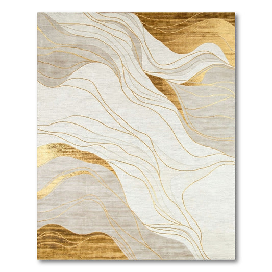 Fluid Gold Gray Wave Rug