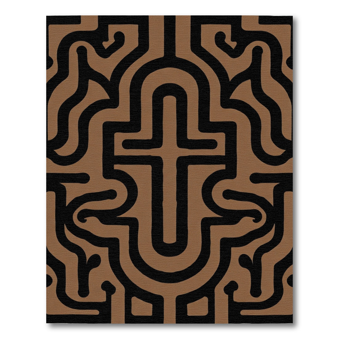 Brown Black Abstract Maze Rug
