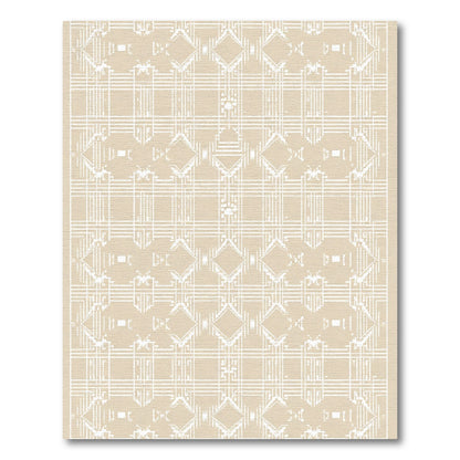 Tan Geometric Diamond Paw Print Rug