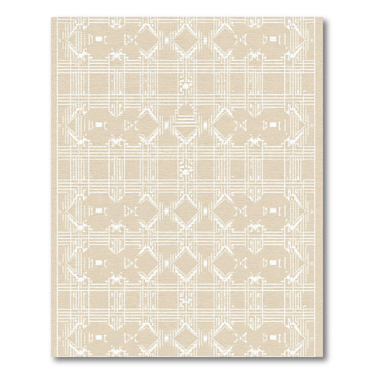 Tan Geometric Diamond Paw Print Rug