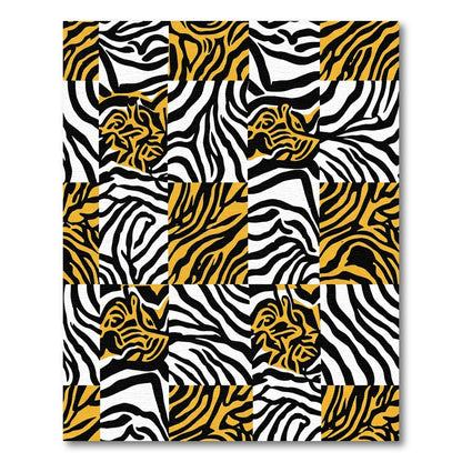 Bold Zebra Stripes Checkerboard Rug