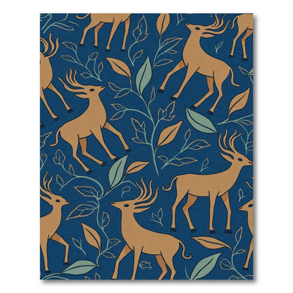 Amber Deer Woodland Forest Blue Rug